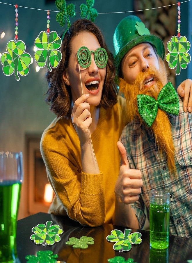 WinnerWhy 36 Sets St. Patrick's Day Shamrock Suncatchers Ornaments Decorations DIY Window Paint Suncatchers Craft Kits Lucky Shamrock Sun Catcher Gifts for Home Party Supplies Arts and Crafts Project - Image 4